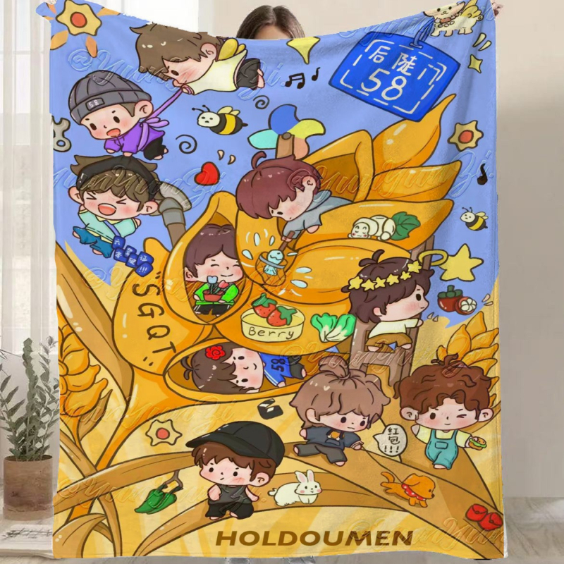 Фланелено одеяло с карикатурен принт, полиестер, 300–500 г, за всички сезони, персонализируемо