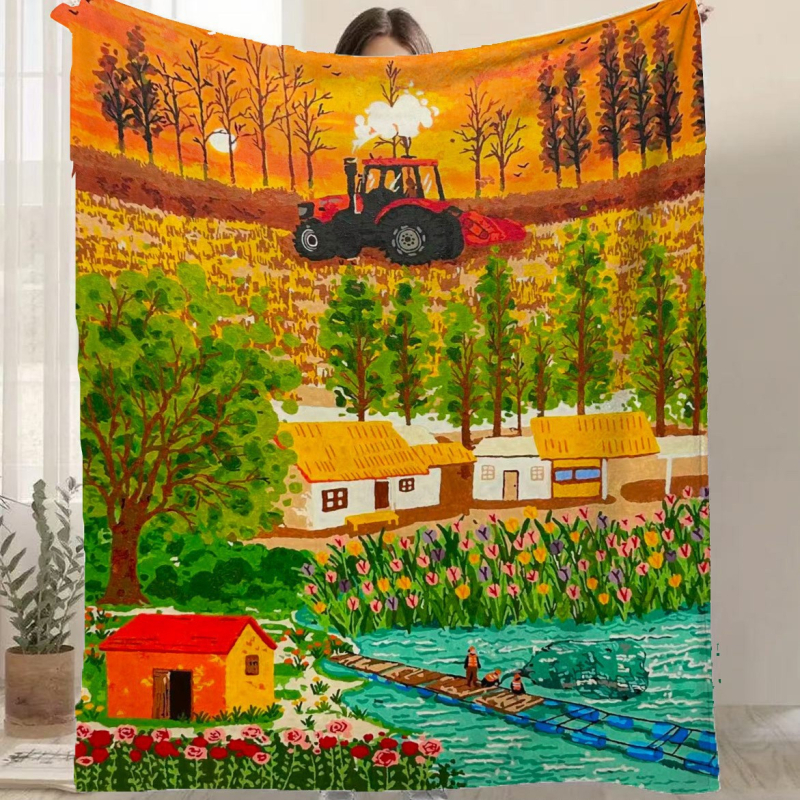 Фланелено одеяло с карикатурен принт, полиестер, 300–500 г, за всички сезони, персонализируемо