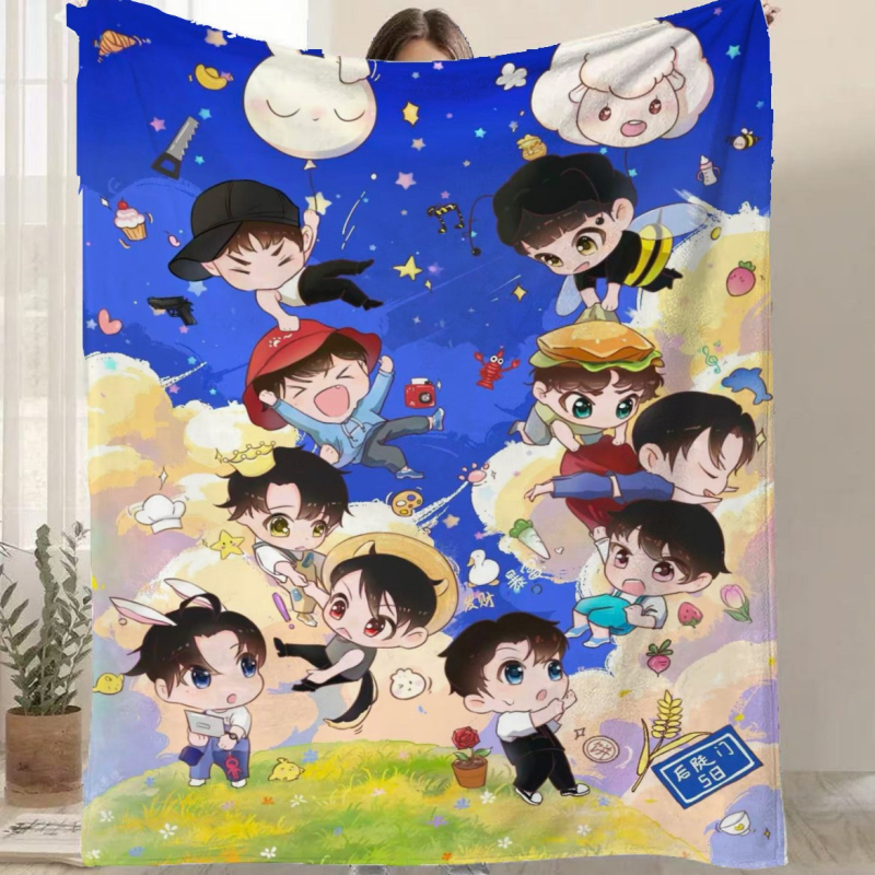 Фланелено одеяло с карикатурен принт, полиестер, 300–500 г, за всички сезони, персонализируемо