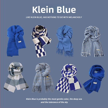 Zimski šal Klein Blue za žene, debeli topli šal, moderan i svestran
