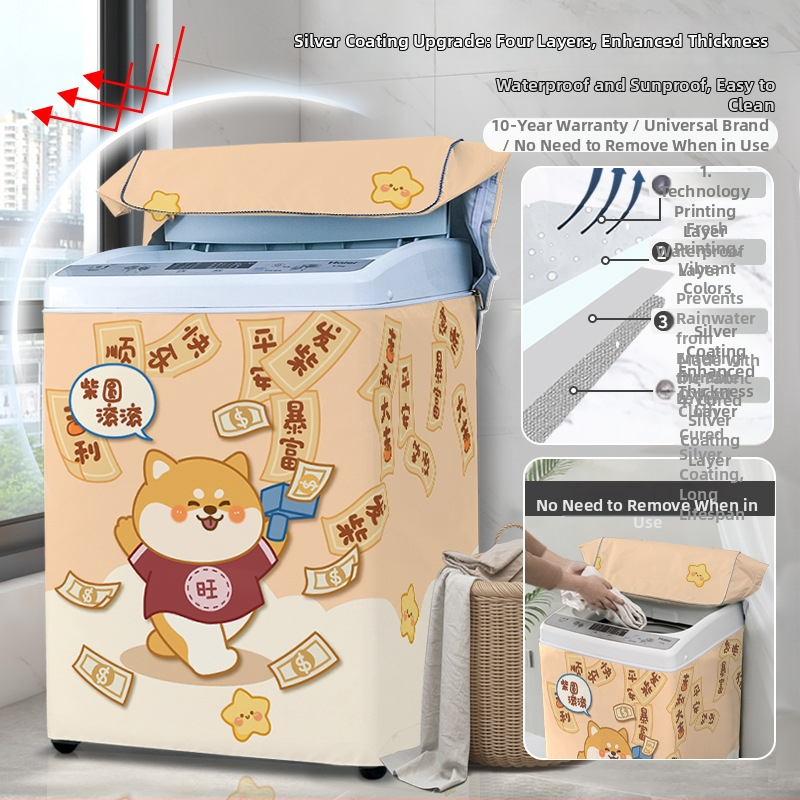 Veļas mazgājamās mašīnas vāciņš, poliesters, Little Iceman, karikatūras stils, putekļu aizsargs