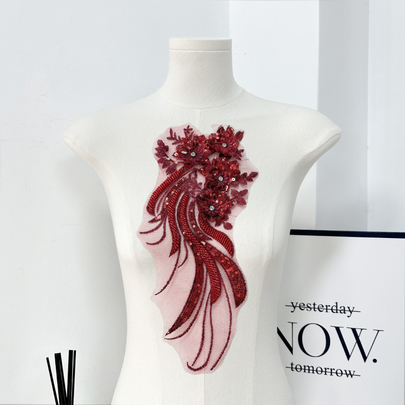 Δαντέλα κεντημένη με χάντρες – πολυεστέρας, DIY διακοσμητικά αξεσουάρ για ρούχα και νυφικό