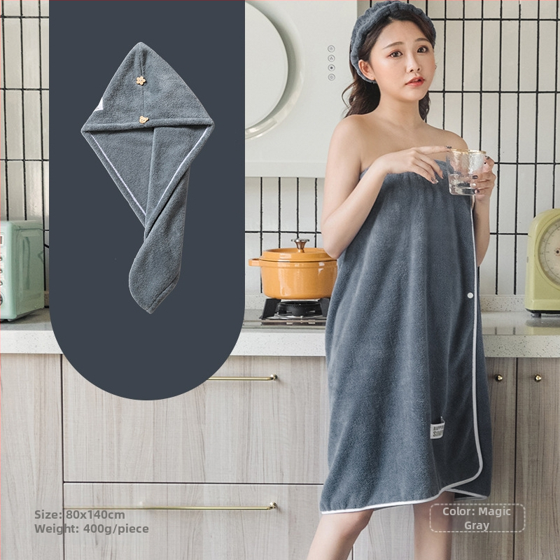 Moteriška dėvima vonios wrap apranga - ne medvilnė, sugeria ir greitai džiūsta, chalato stiliaus maudymosi sijonas, trijų dalių komplektas (Jacquard 150d, 80% poliesterio / 20% nailono)