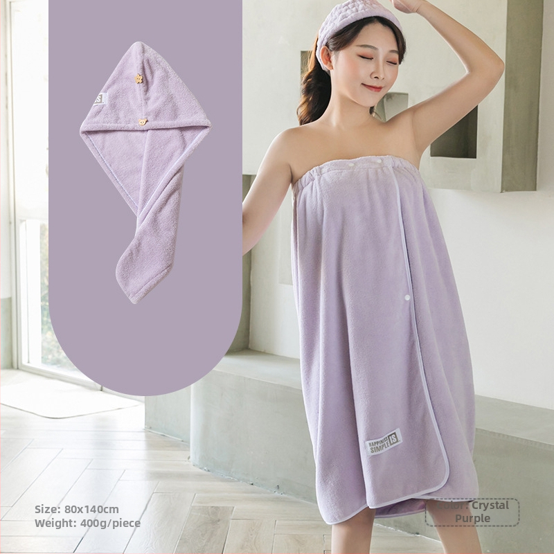 Moteriška dėvima vonios wrap apranga - ne medvilnė, sugeria ir greitai džiūsta, chalato stiliaus maudymosi sijonas, trijų dalių komplektas (Jacquard 150d, 80% poliesterio / 20% nailono)