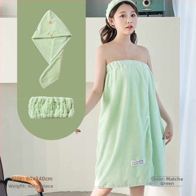 Moteriška dėvima vonios wrap apranga - ne medvilnė, sugeria ir greitai džiūsta, chalato stiliaus maudymosi sijonas, trijų dalių komplektas (Jacquard 150d, 80% poliesterio / 20% nailono)