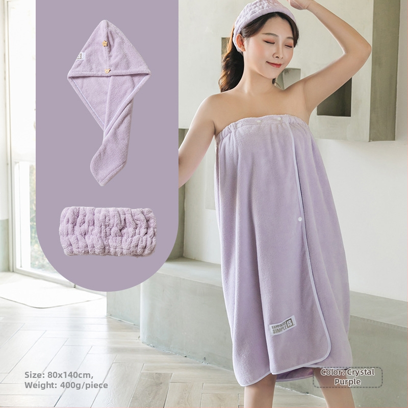 Moteriška dėvima vonios wrap apranga - ne medvilnė, sugeria ir greitai džiūsta, chalato stiliaus maudymosi sijonas, trijų dalių komplektas (Jacquard 150d, 80% poliesterio / 20% nailono)