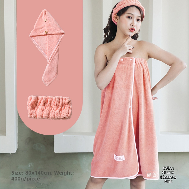 Moteriška dėvima vonios wrap apranga - ne medvilnė, sugeria ir greitai džiūsta, chalato stiliaus maudymosi sijonas, trijų dalių komplektas (Jacquard 150d, 80% poliesterio / 20% nailono)