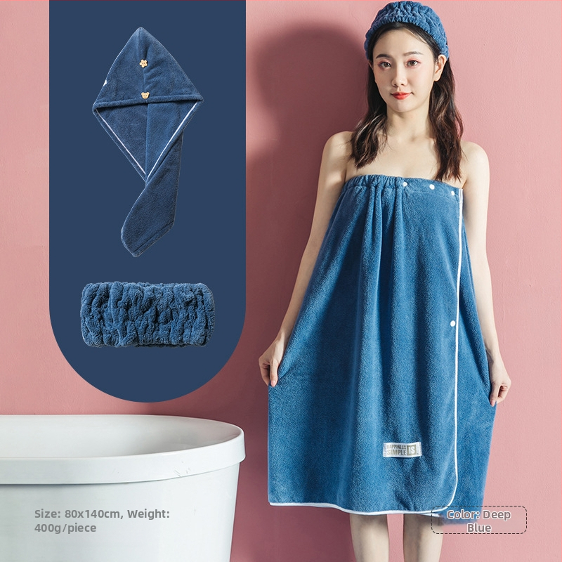 Moteriška dėvima vonios wrap apranga - ne medvilnė, sugeria ir greitai džiūsta, chalato stiliaus maudymosi sijonas, trijų dalių komplektas (Jacquard 150d, 80% poliesterio / 20% nailono)