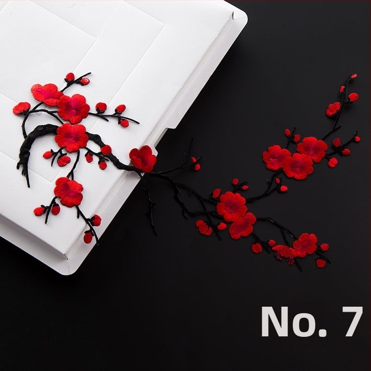 Κεντημένο ύφασμα με σχέδιο ανθού δαμασκηνιάς για οικιακή διακόσμηση και επισκευές – Υλικό: Rayon