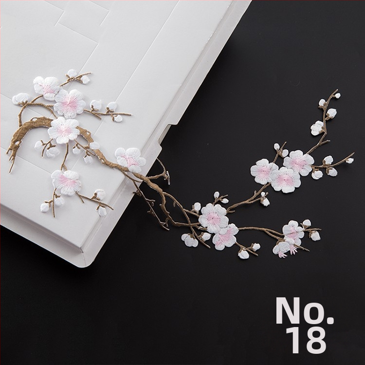 Κεντημένο ύφασμα με σχέδιο ανθού δαμασκηνιάς για οικιακή διακόσμηση και επισκευές – Υλικό: Rayon