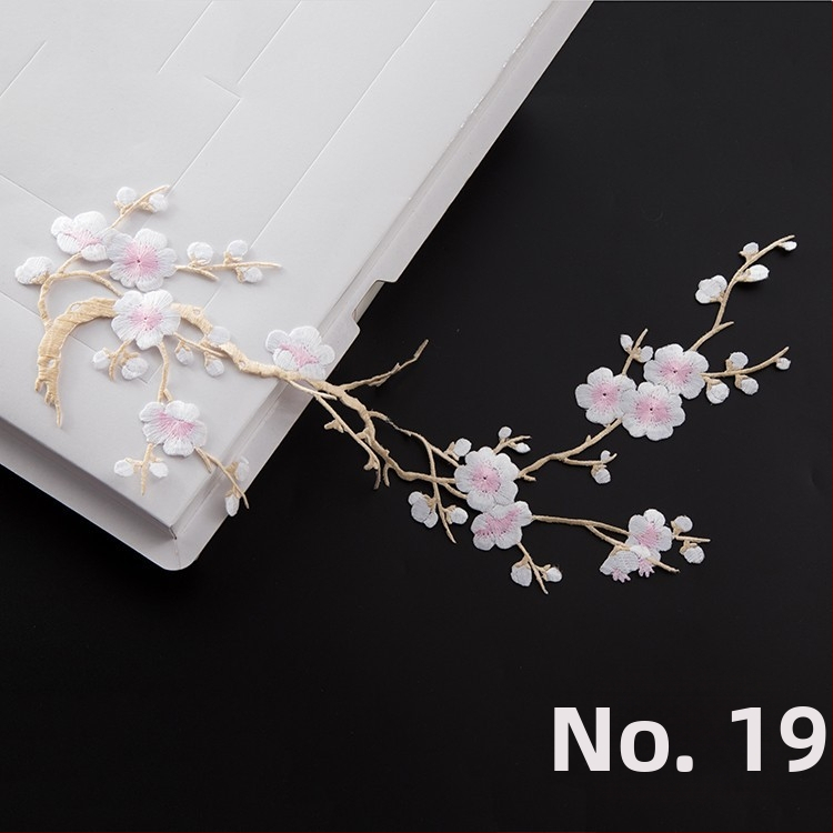 Κεντημένο ύφασμα με σχέδιο ανθού δαμασκηνιάς για οικιακή διακόσμηση και επισκευές – Υλικό: Rayon