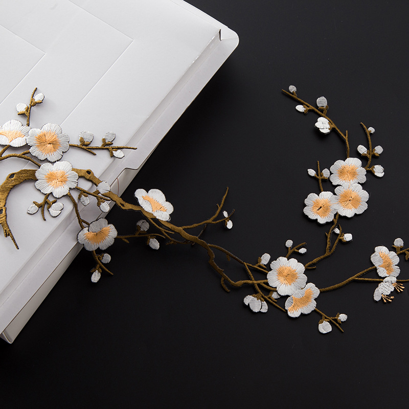 Κεντημένο ύφασμα με σχέδιο ανθού δαμασκηνιάς για οικιακή διακόσμηση και επισκευές – Υλικό: Rayon