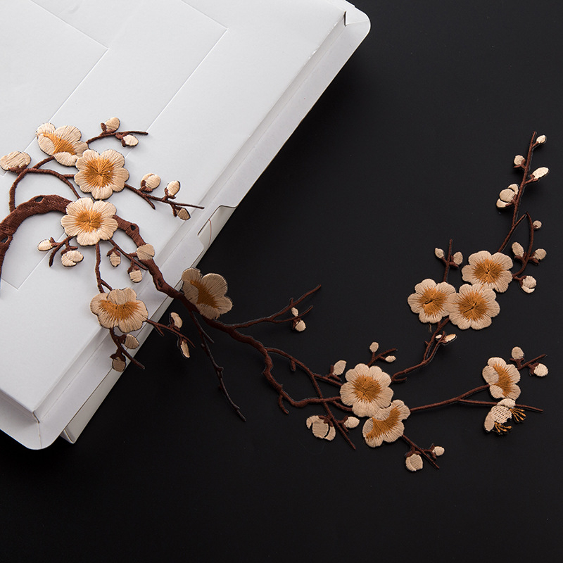 Κεντημένο ύφασμα με σχέδιο ανθού δαμασκηνιάς για οικιακή διακόσμηση και επισκευές – Υλικό: Rayon