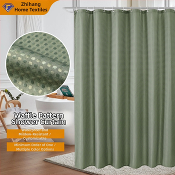 Poliesterio dušo užuolaida su vaflinės tekstūros, pritaikomas modelis, logotipo spausdinimas galimas, prekės ženklas Zhihang Youpin