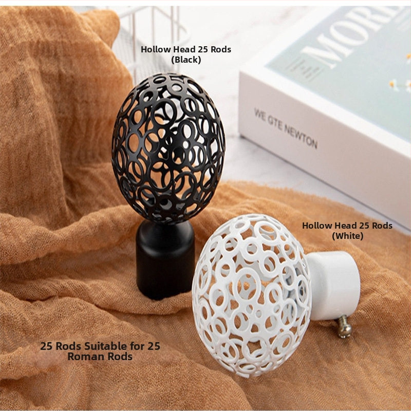 Geležinė užuolaidų lazdelės galva – kabinimo tipas, modelis 22/28 stulpai, užuolaidų priedai