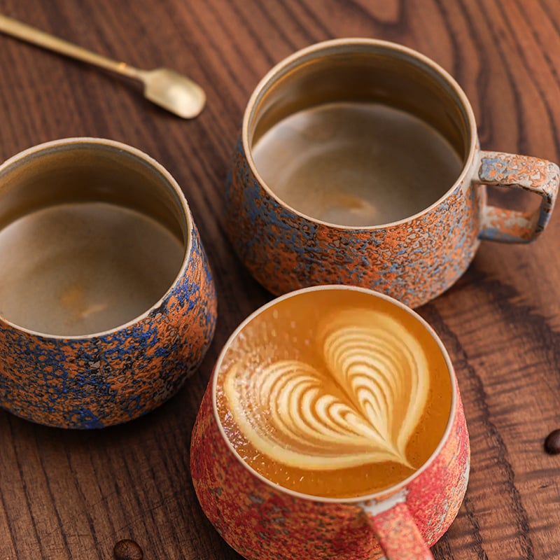 Κεραμικό φλυτζάνι καφέ σε νορδικό στυλ με latte art, ρετρό σχεδίαση, βάρος 300 g, δυνατότητα εκτύπωσης λογοτύπου, προσαρμογή διαθέσιμη