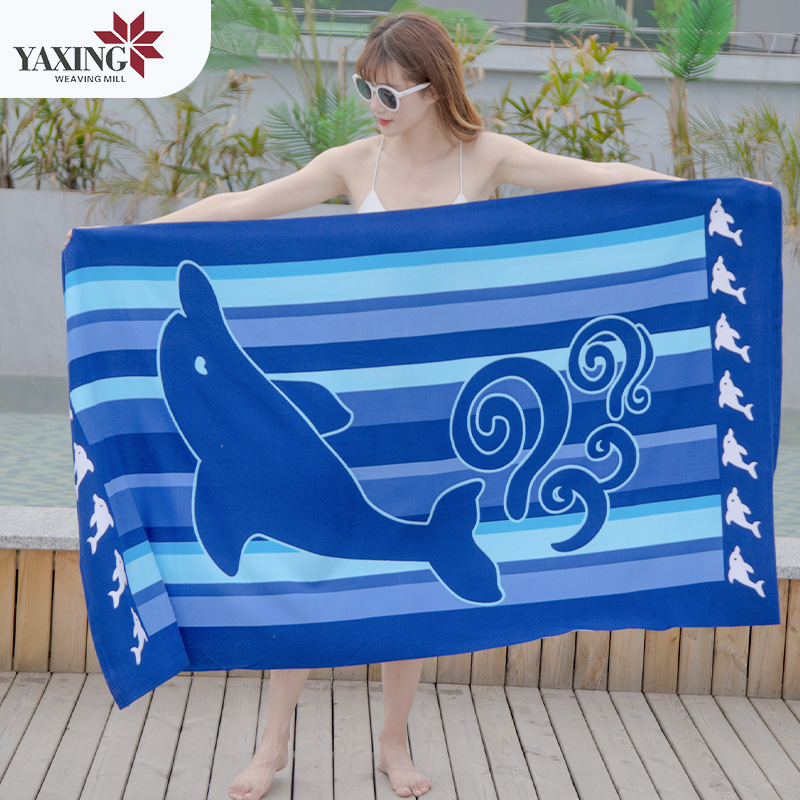 Mikropluošto pliažo rankšluostis - sugeria vandenį, greitai džiūsta, reaktyvus spausdinimas, 400–500 g, 150D siūlai