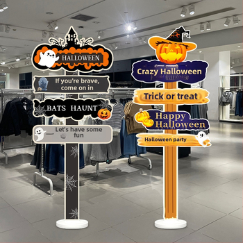 Dekoratyviniai gatvių ženklai patalpų dekoravimui - KT lenta, animacinio stiliaus, Helovinas