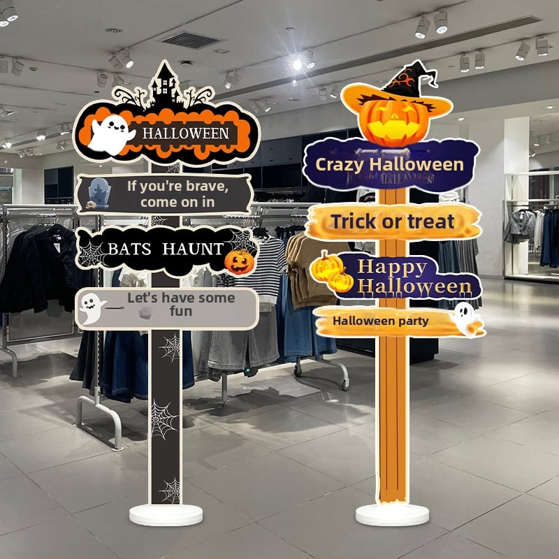 Dekoratyviniai gatvių ženklai patalpų dekoravimui - KT lenta, animacinio stiliaus, Helovinas