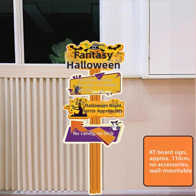 Dekoratyviniai gatvių ženklai patalpų dekoravimui - KT lenta, animacinio stiliaus, Helovinas