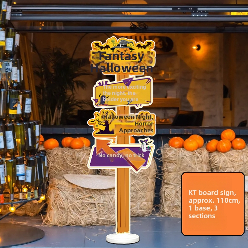 Dekoratyviniai gatvių ženklai patalpų dekoravimui - KT lenta, animacinio stiliaus, Helovinas