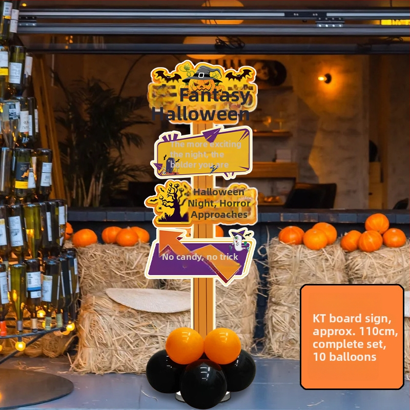 Dekoratyviniai gatvių ženklai patalpų dekoravimui - KT lenta, animacinio stiliaus, Helovinas