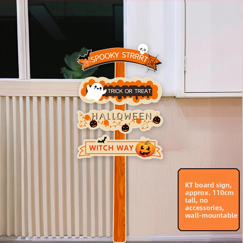 Dekoratyviniai gatvių ženklai patalpų dekoravimui - KT lenta, animacinio stiliaus, Helovinas