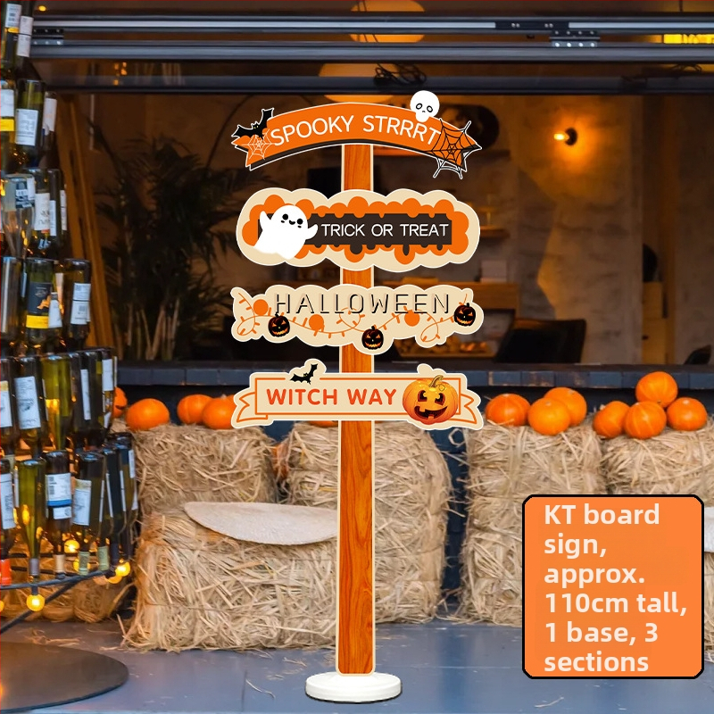 Dekoratyviniai gatvių ženklai patalpų dekoravimui - KT lenta, animacinio stiliaus, Helovinas