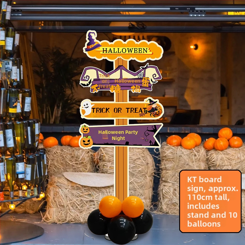 Dekoratyviniai gatvių ženklai patalpų dekoravimui - KT lenta, animacinio stiliaus, Helovinas