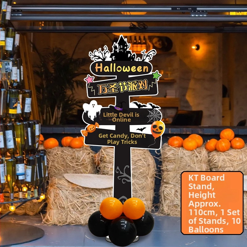 Dekoratyviniai gatvių ženklai patalpų dekoravimui - KT lenta, animacinio stiliaus, Helovinas