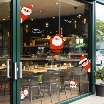 Санта-Клаус прозоречни стикери за стена – водоустойчиви стенни стикери, 2 бр, модел 69850, материал: коприна, за всекидневна