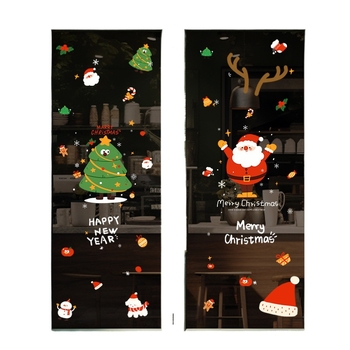 Санта-Клаус прозоречни стикери за стена – водоустойчиви стенни стикери, 2 бр, модел 69850, материал: коприна, за всекидневна