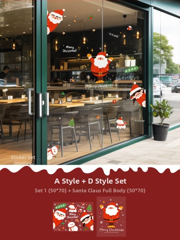 Санта-Клаус прозоречни стикери за стена – водоустойчиви стенни стикери, 2 бр, модел 69850, материал: коприна, за всекидневна