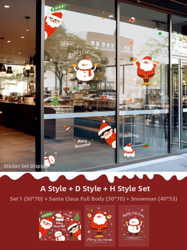 Санта-Клаус прозоречни стикери за стена – водоустойчиви стенни стикери, 2 бр, модел 69850, материал: коприна, за всекидневна