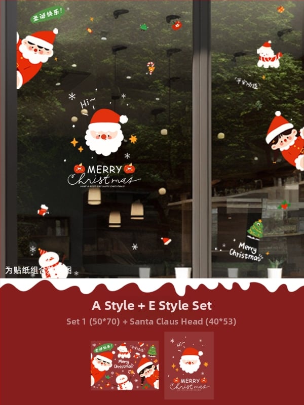 Санта-Клаус прозоречни стикери за стена – водоустойчиви стенни стикери, 2 бр, модел 69850, материал: коприна, за всекидневна