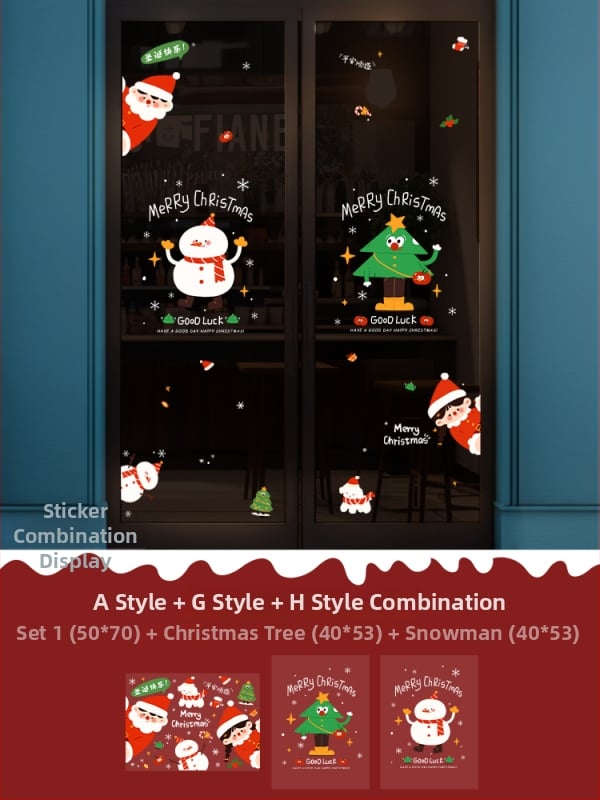 Санта-Клаус прозоречни стикери за стена – водоустойчиви стенни стикери, 2 бр, модел 69850, материал: коприна, за всекидневна