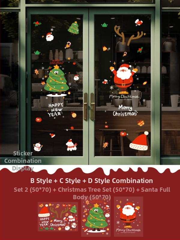 Санта-Клаус прозоречни стикери за стена – водоустойчиви стенни стикери, 2 бр, модел 69850, материал: коприна, за всекидневна