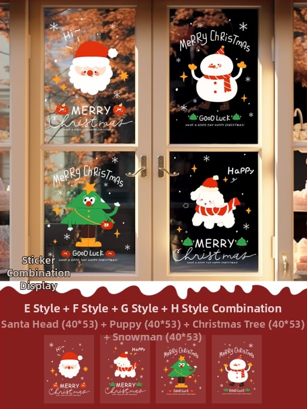 Санта-Клаус прозоречни стикери за стена – водоустойчиви стенни стикери, 2 бр, модел 69850, материал: коприна, за всекидневна