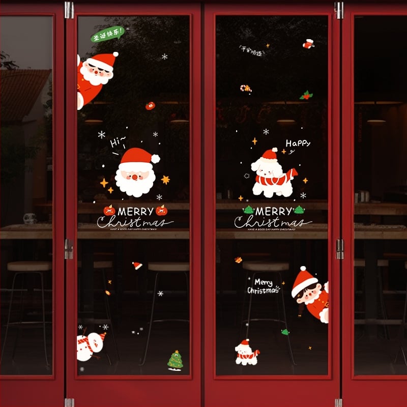 Санта-Клаус прозоречни стикери за стена – водоустойчиви стенни стикери, 2 бр, модел 69850, материал: коприна, за всекидневна