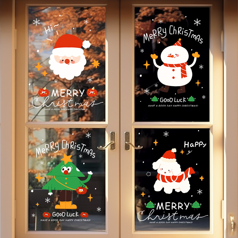 Санта-Клаус прозоречни стикери за стена – водоустойчиви стенни стикери, 2 бр, модел 69850, материал: коприна, за всекидневна