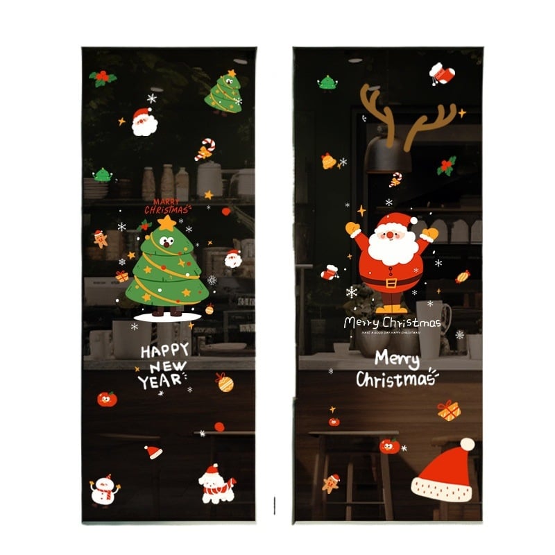 Санта-Клаус прозоречни стикери за стена – водоустойчиви стенни стикери, 2 бр, модел 69850, материал: коприна, за всекидневна