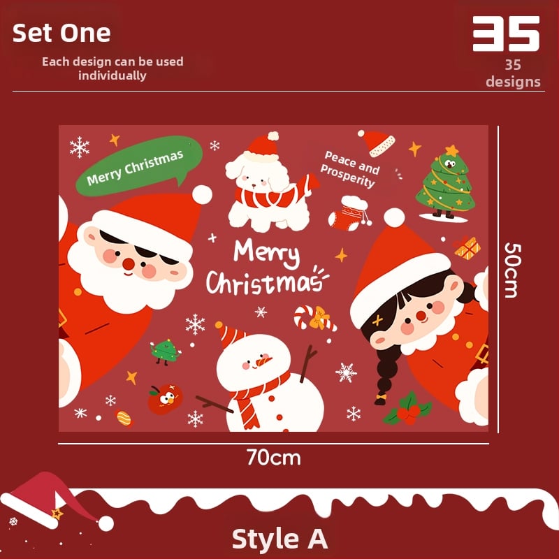 Санта-Клаус прозоречни стикери за стена – водоустойчиви стенни стикери, 2 бр, модел 69850, материал: коприна, за всекидневна