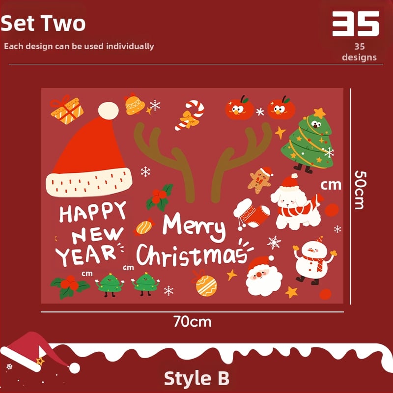 Санта-Клаус прозоречни стикери за стена – водоустойчиви стенни стикери, 2 бр, модел 69850, материал: коприна, за всекидневна