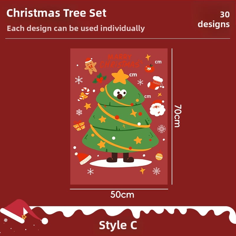 Санта-Клаус прозоречни стикери за стена – водоустойчиви стенни стикери, 2 бр, модел 69850, материал: коприна, за всекидневна