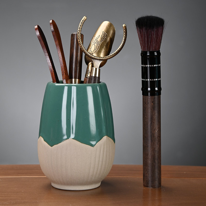 Κεραμικό σετ τελετής τσαγιού με Έξι Κυρίους (Υλικό: κεραμικό; Στυλ: Νέο κινεζικό στυλ) Περιλαμβάνει: δίσκο τσαγιού, πετσέτα, χαλάκι για τσάι και αξεσουάρ τσαγιού