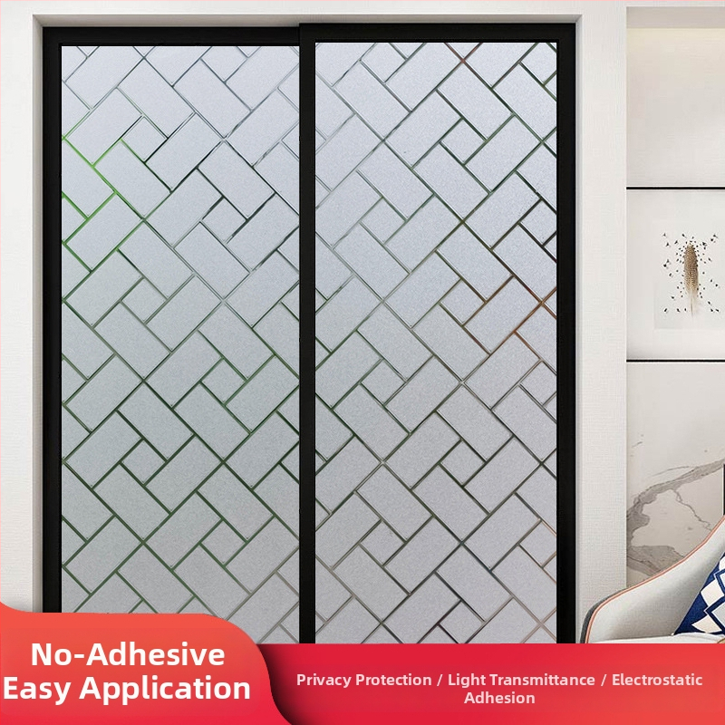 Praustuvo stiklo plėvelė privatumo užtikrinimui, matinė, geometrinis raštas, vienas lapas (vonios langams)