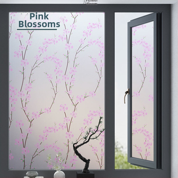 PVC lango filmas privatumo užtikrinimui su augalų motyvu, matinė apdaila, tinkama voniai ir stiklinėms durims – paprastas ir modernus stilius