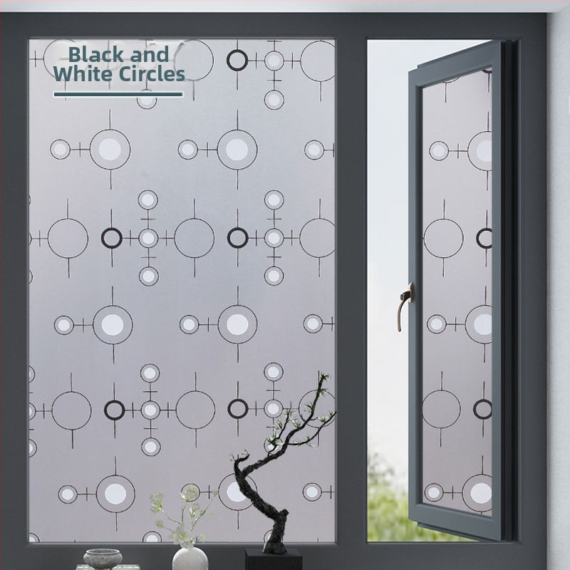 PVC lango filmas privatumo užtikrinimui su augalų motyvu, matinė apdaila, tinkama voniai ir stiklinėms durims – paprastas ir modernus stilius