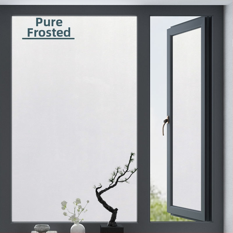 PVC lango filmas privatumo užtikrinimui su augalų motyvu, matinė apdaila, tinkama voniai ir stiklinėms durims – paprastas ir modernus stilius