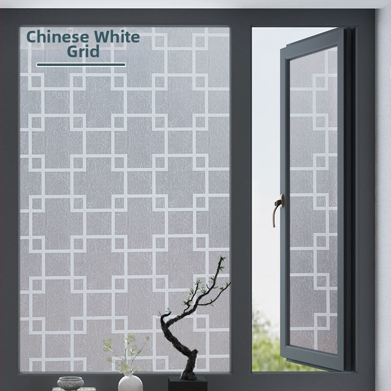 PVC lango filmas privatumo užtikrinimui su augalų motyvu, matinė apdaila, tinkama voniai ir stiklinėms durims – paprastas ir modernus stilius